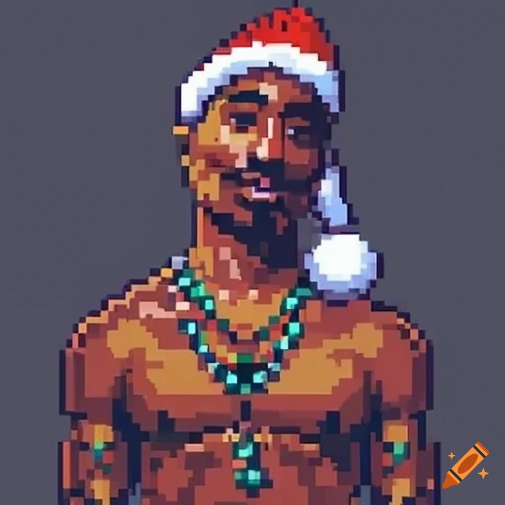 16-bit version of 2pac as a Christmas character