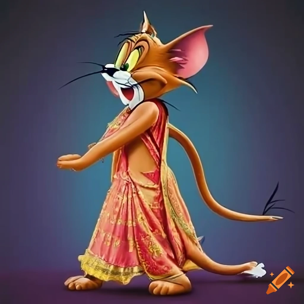 Tom and Jerry dressed in traditional Indian attire