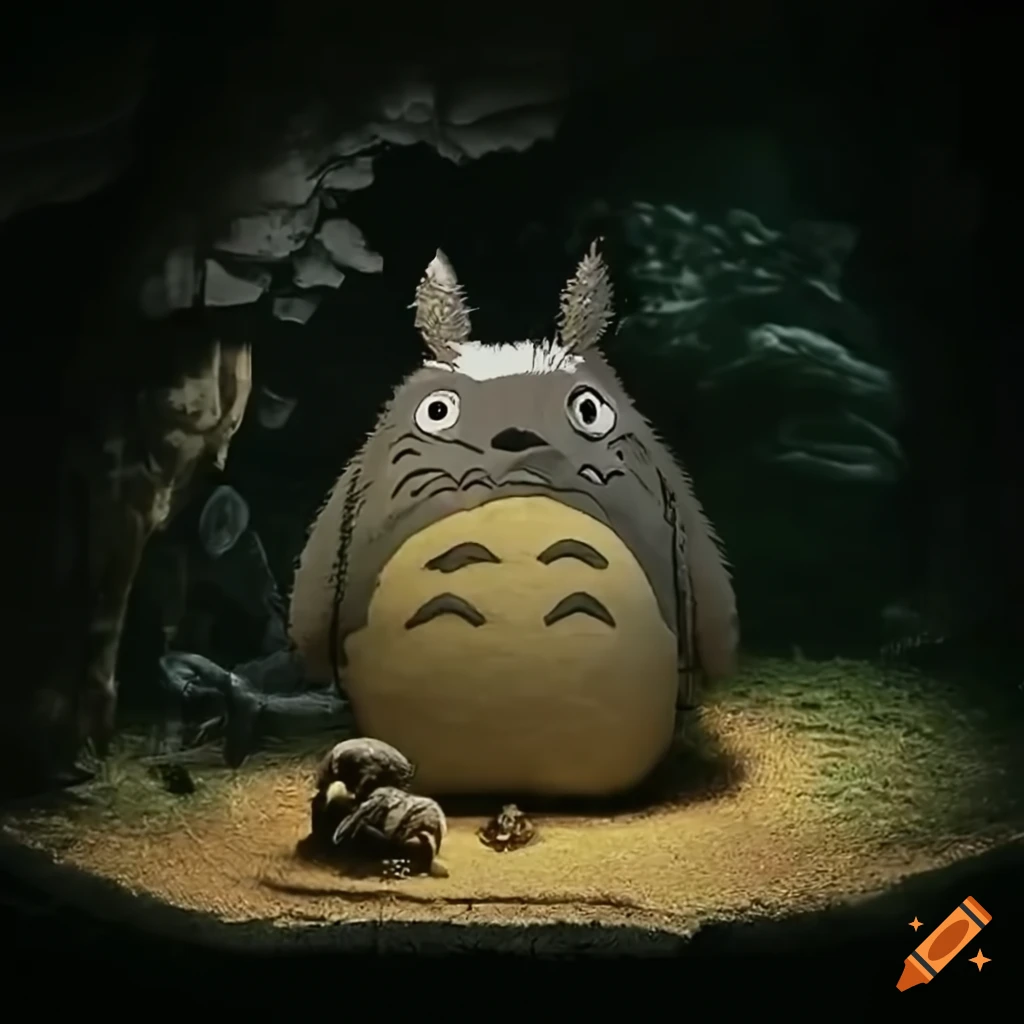 glittery Totoro Blade Runner inspired diorama