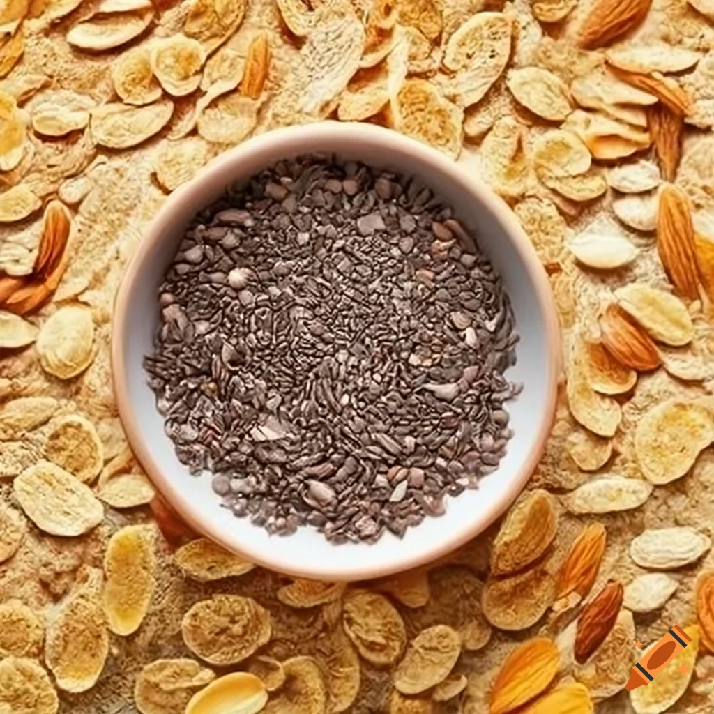 crunchy fiber flakes cereal made with quinoa, chia seeds, and almond slices