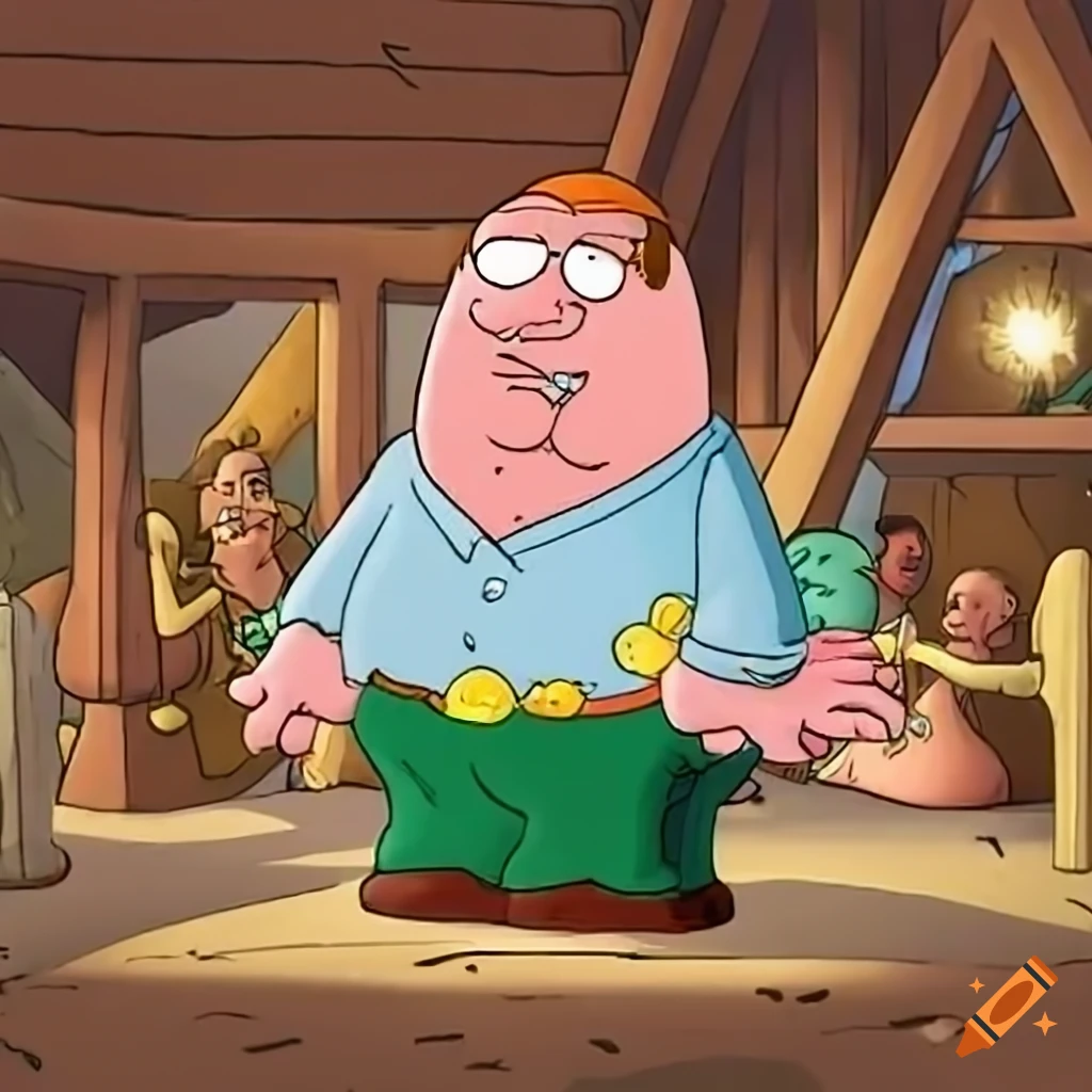 cartoon nativity scene with Peter, Lois, and Stewie Griffin