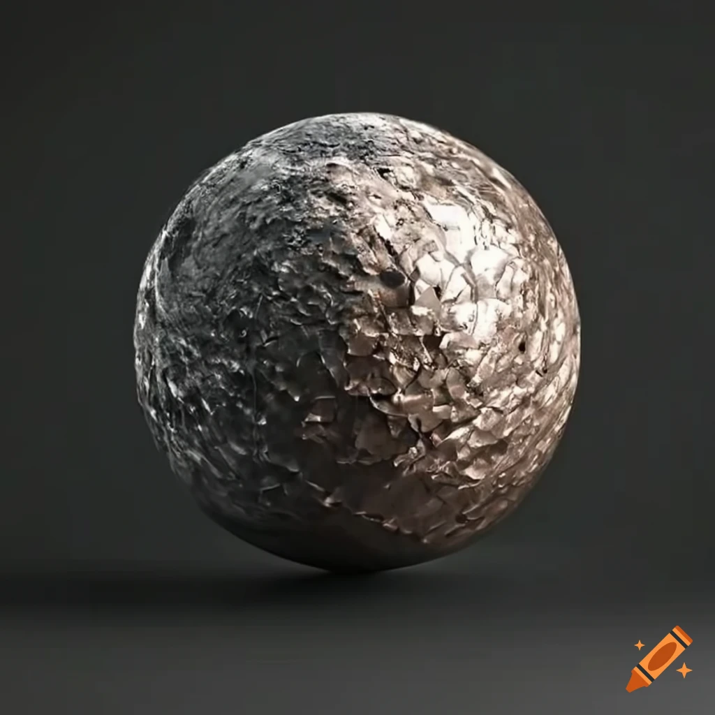 Stylized image of a rough liquid metal ball on Craiyon