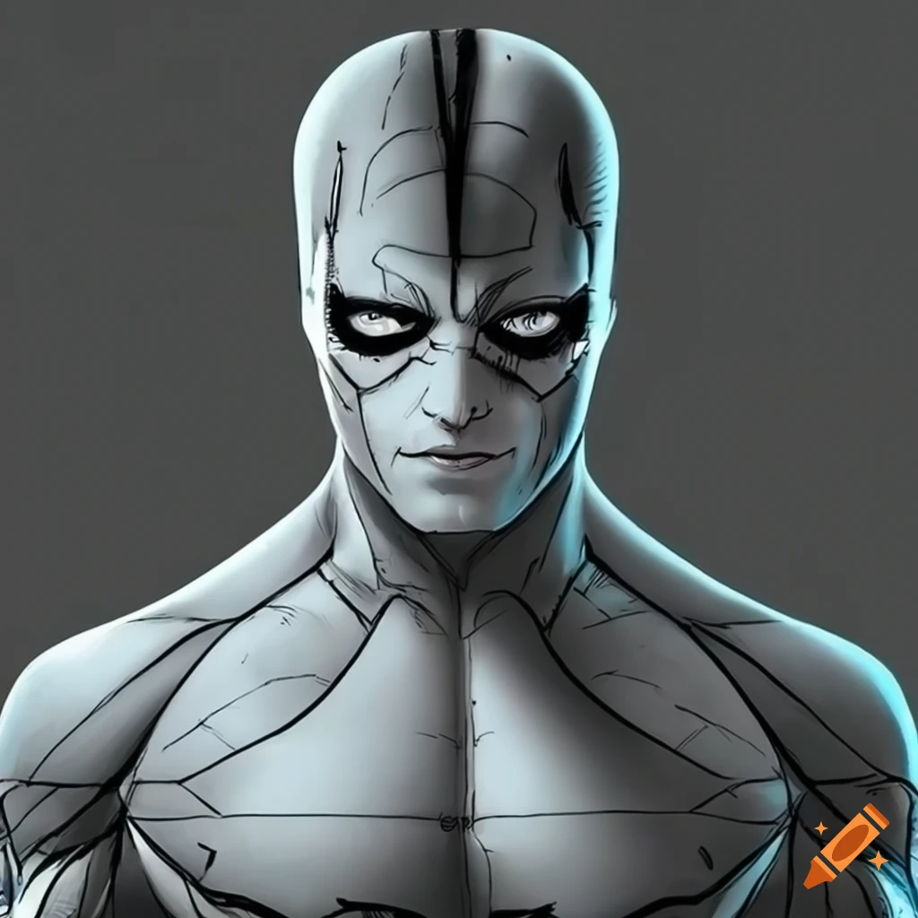 image of a superhero in a white bodysuit with targets