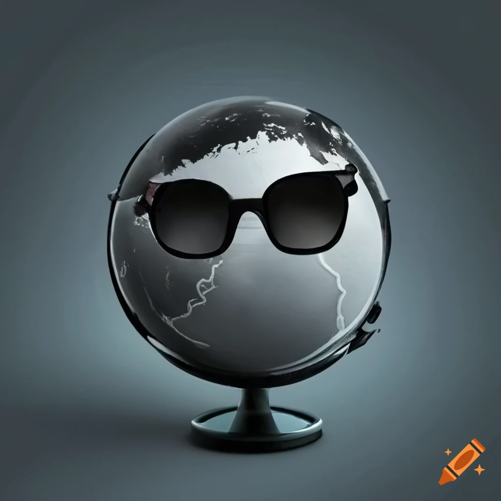 sunglasses on a black and grey globe