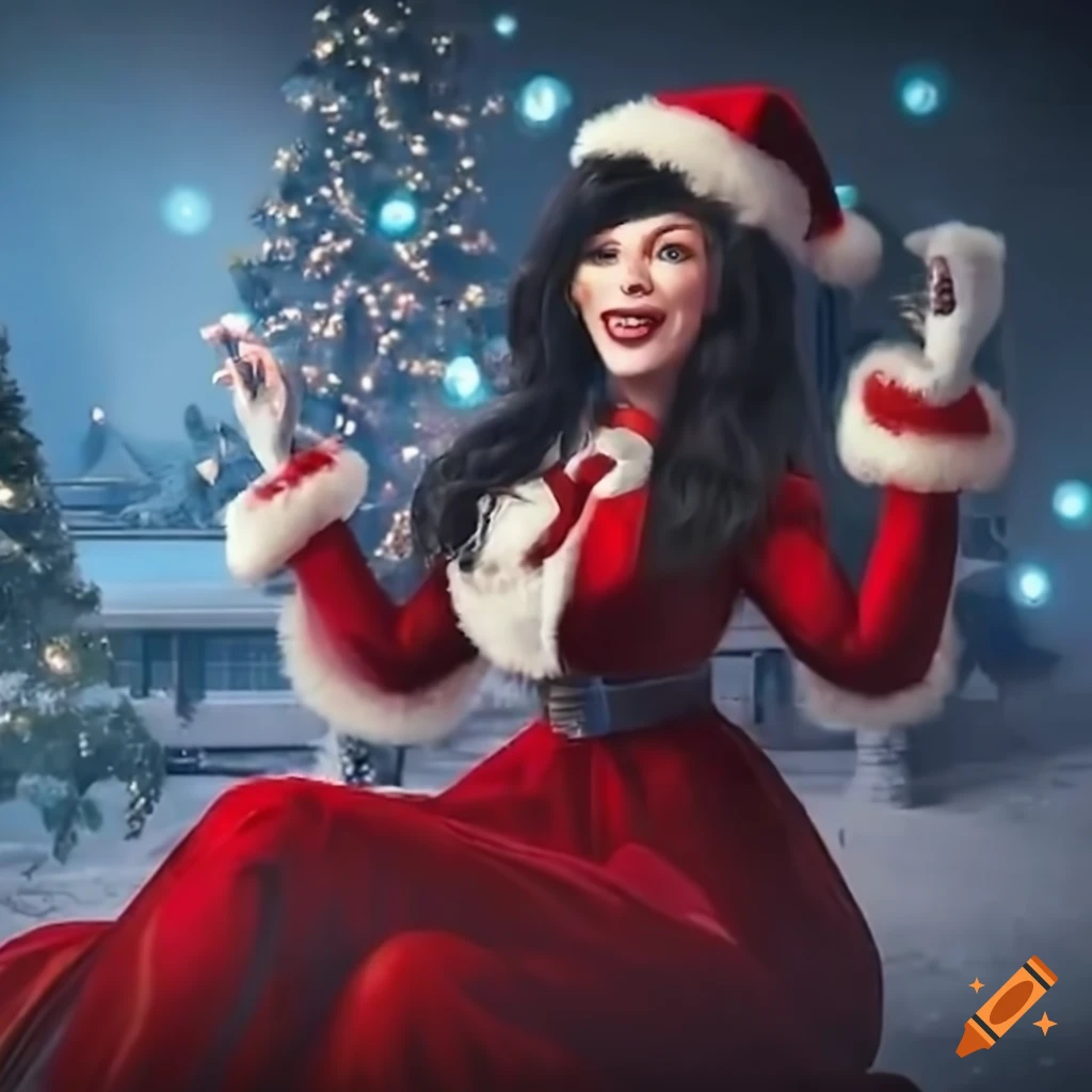 Female headmaster steering santa's sleigh on Craiyon