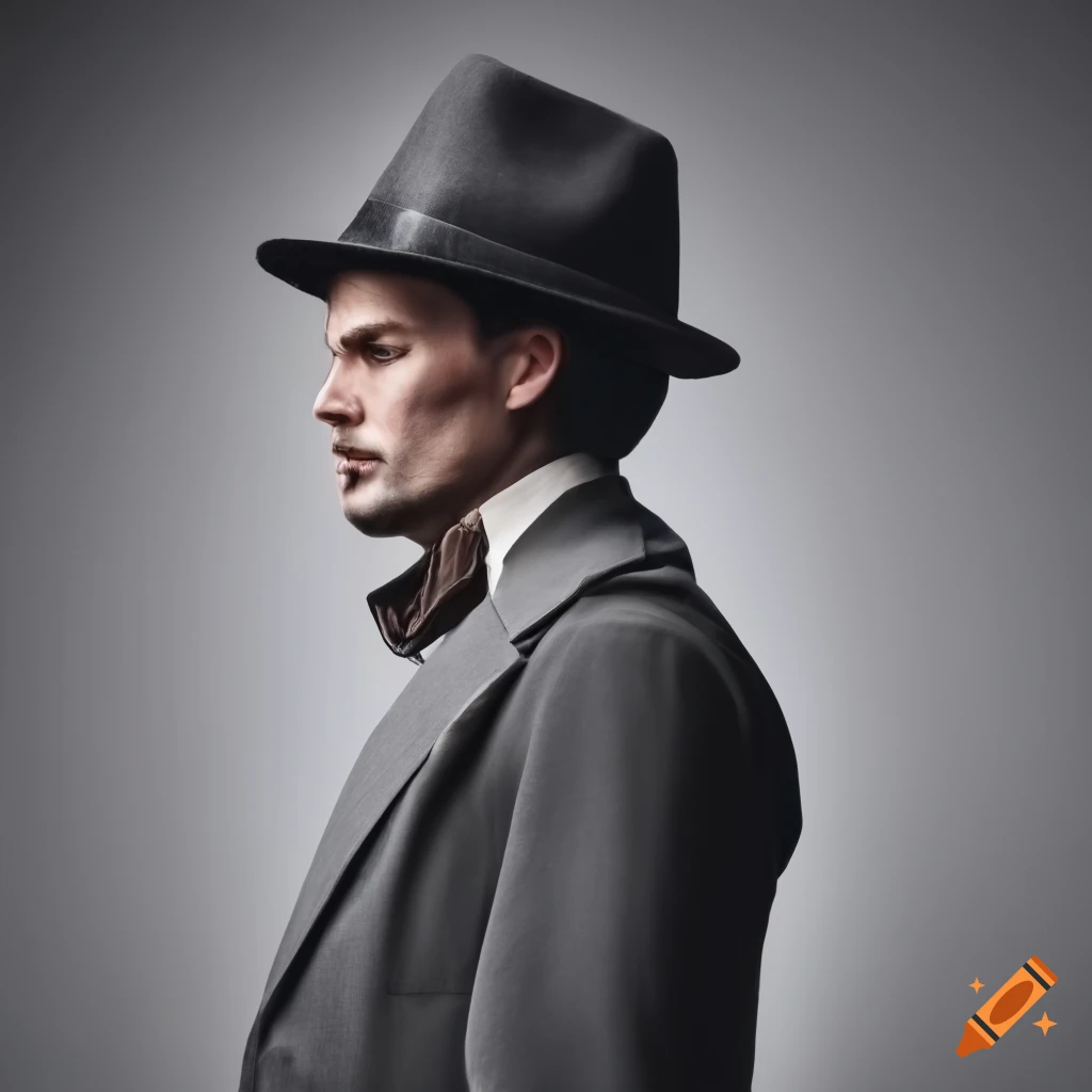 Stylish man in a grey vest and fedora hat