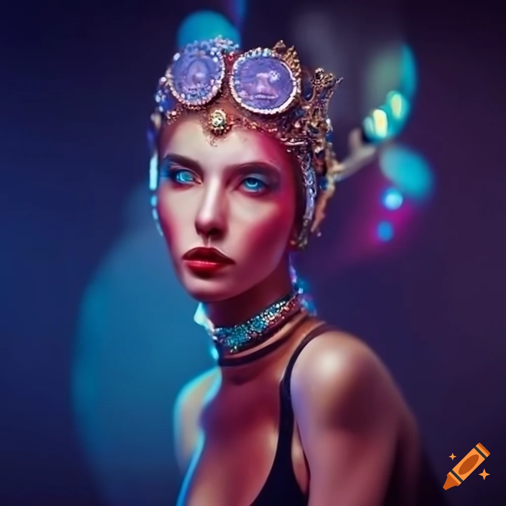 sculpted portrait with unique circus attire and cinematic lighting