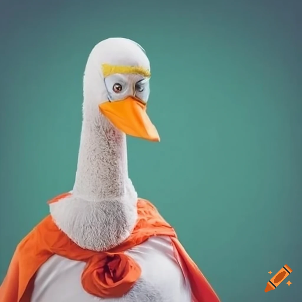 humorous superhero dressed as a goose