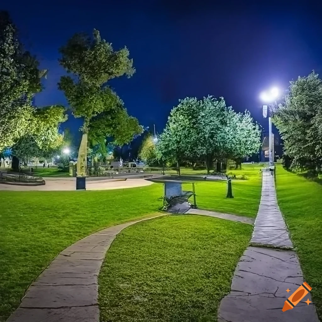 nighttime park in the city
