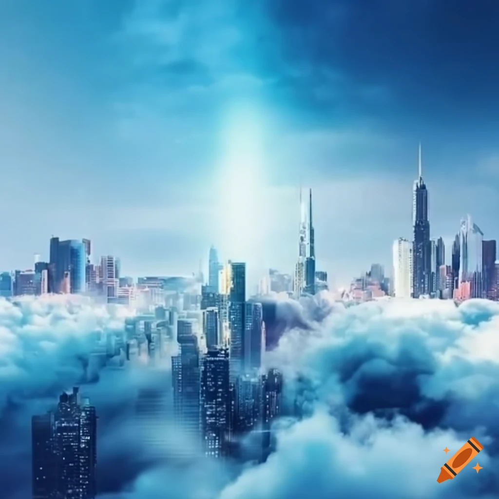 cityscape in the clouds representing a scalable metropolis