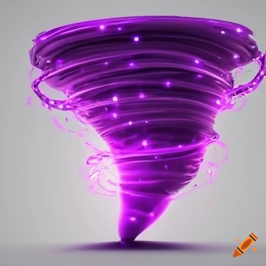 3D rendering of a powerful tornado with purple lights