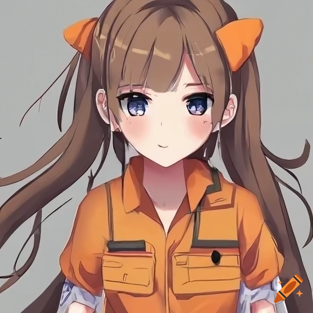 Anime girl in orange utility jumpsuit
