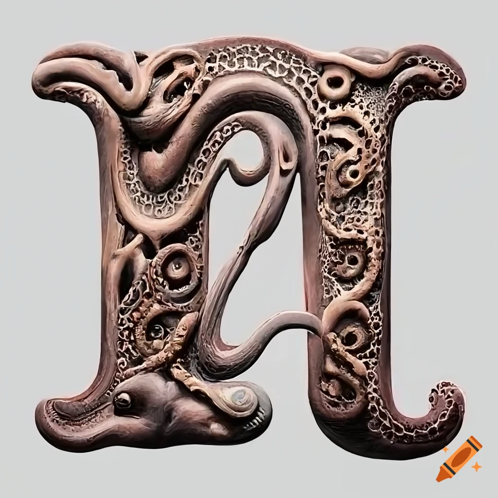 dramatic white background with stone letter "A" and octopus masks
