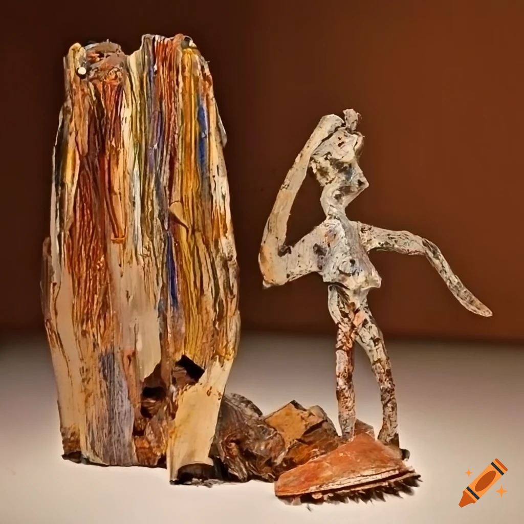 Mixed media sculpture with various materials