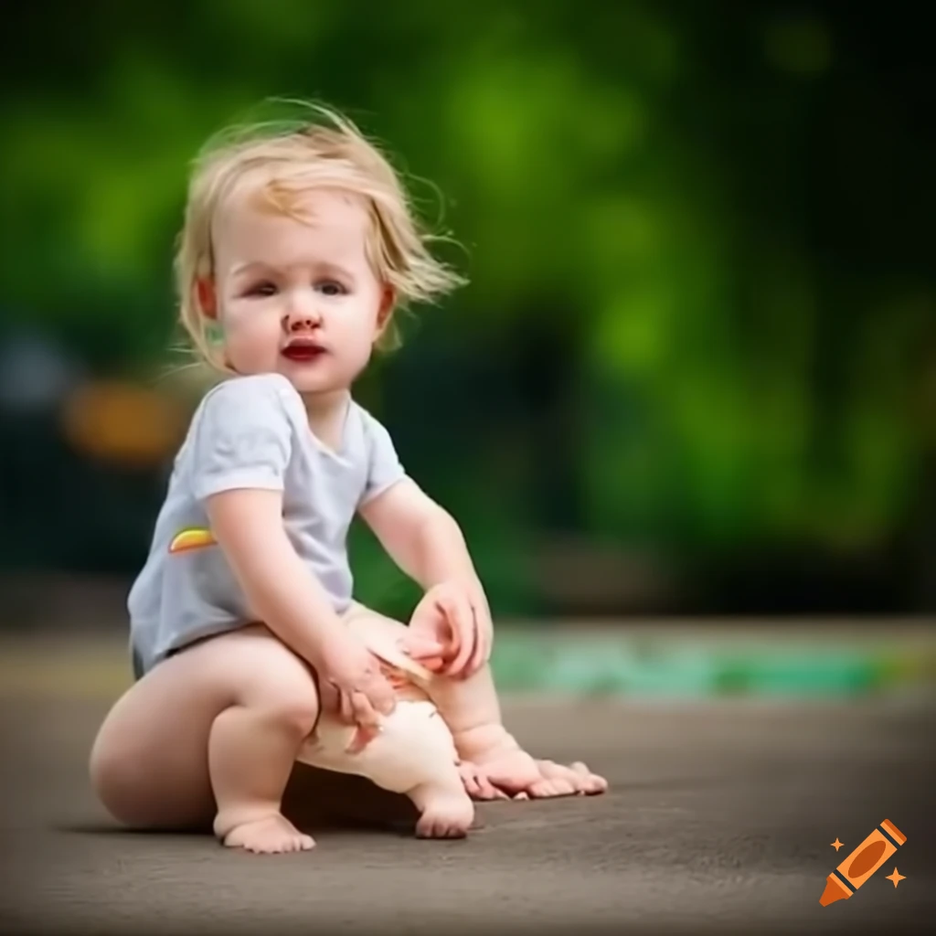 Funny potty training moment with a toddler girl and an older man