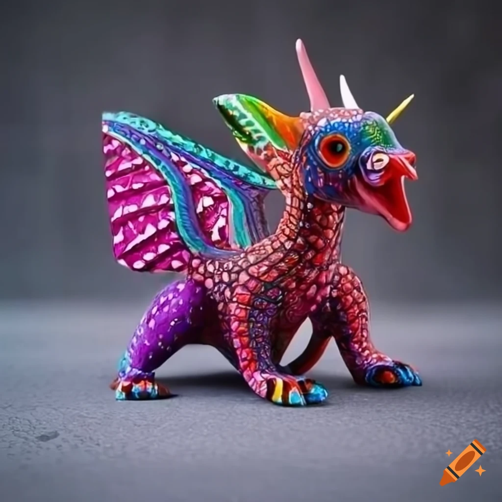 colorful dragon sculpture inspired by alebrijes
