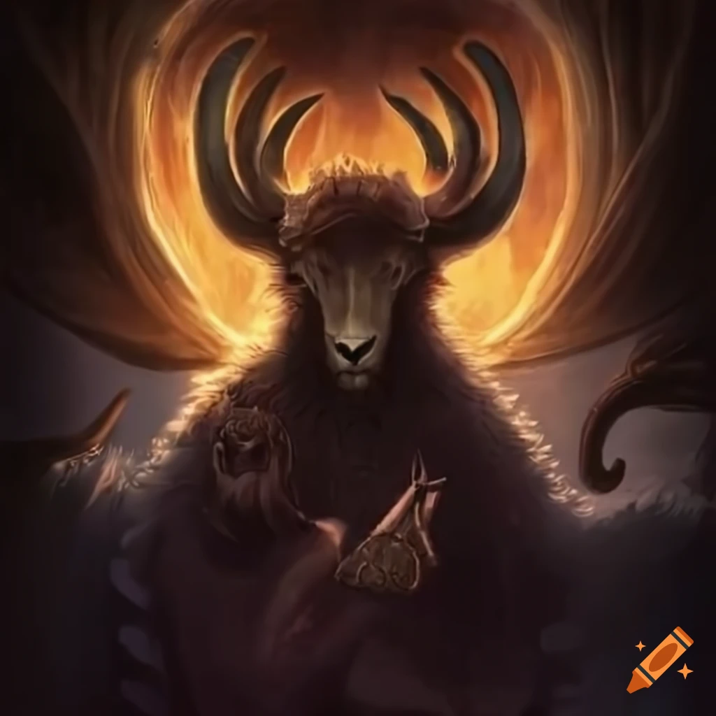 Symbolic depiction of a lamb with seven horns and eyes on Craiyon