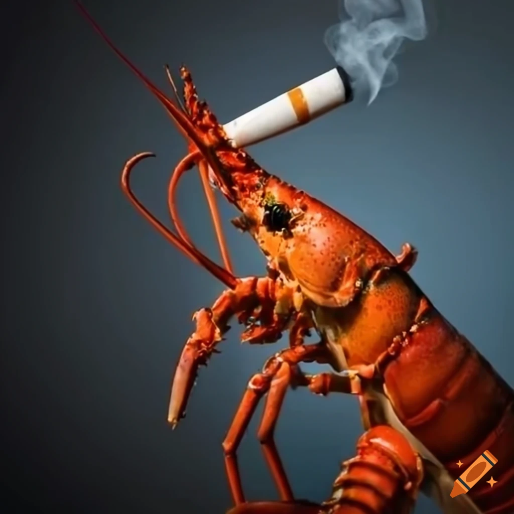 Humorous image of a smoking lobster