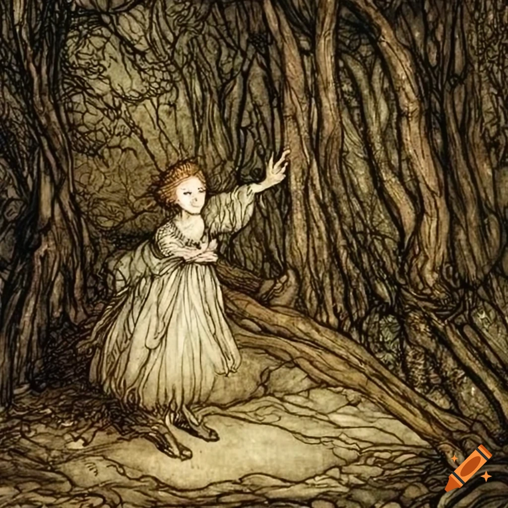Arthur rackham illustration of a young apothecary gathering herbs on ...