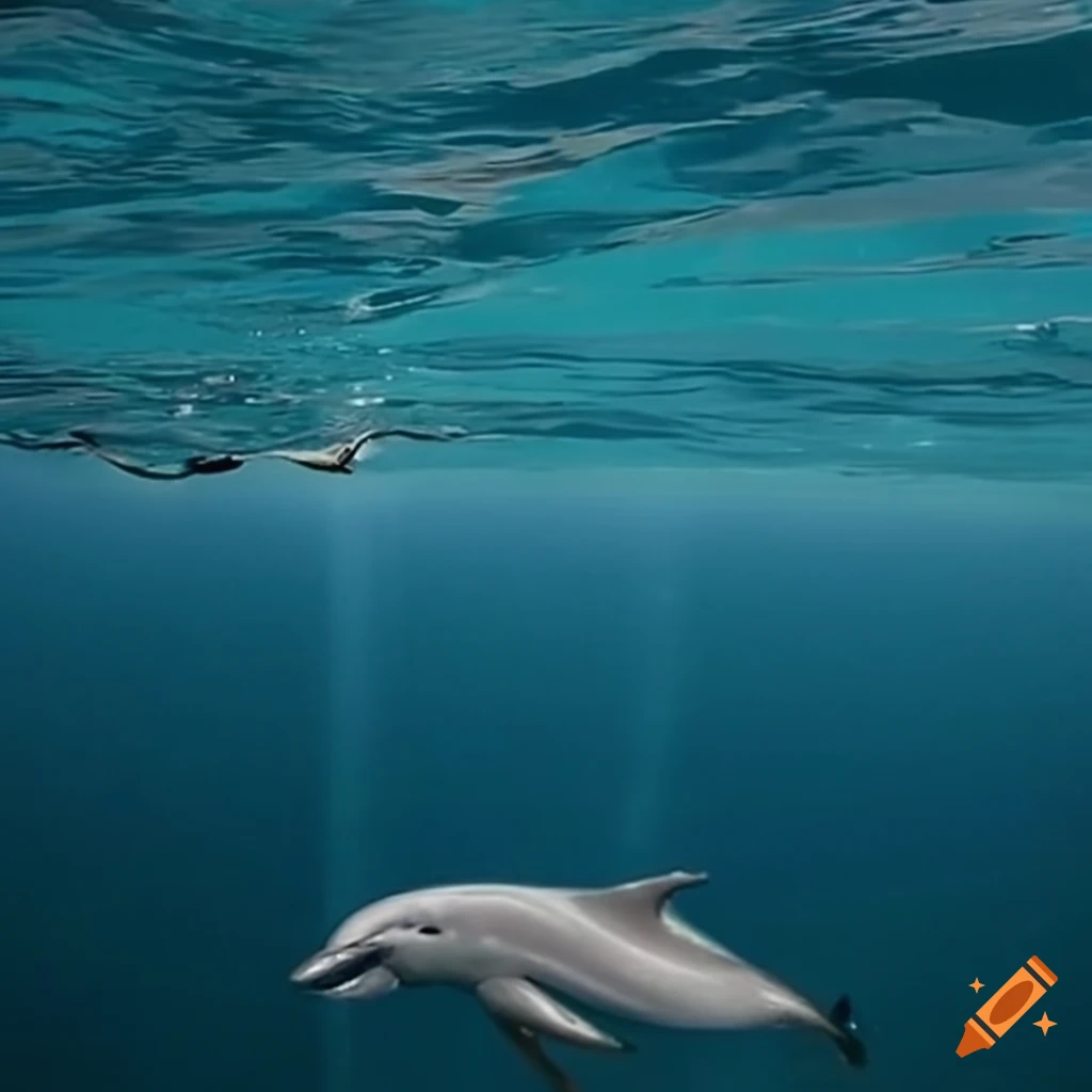 dolphin swimming in crystal clear waters