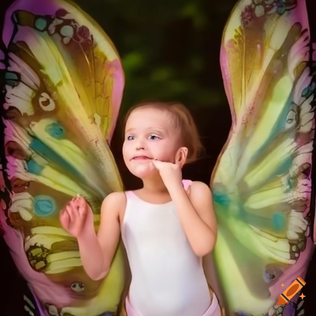 girl wearing butterfly wings