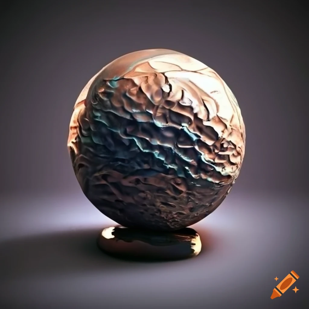 Stylized image of a rough liquid metal ball on Craiyon
