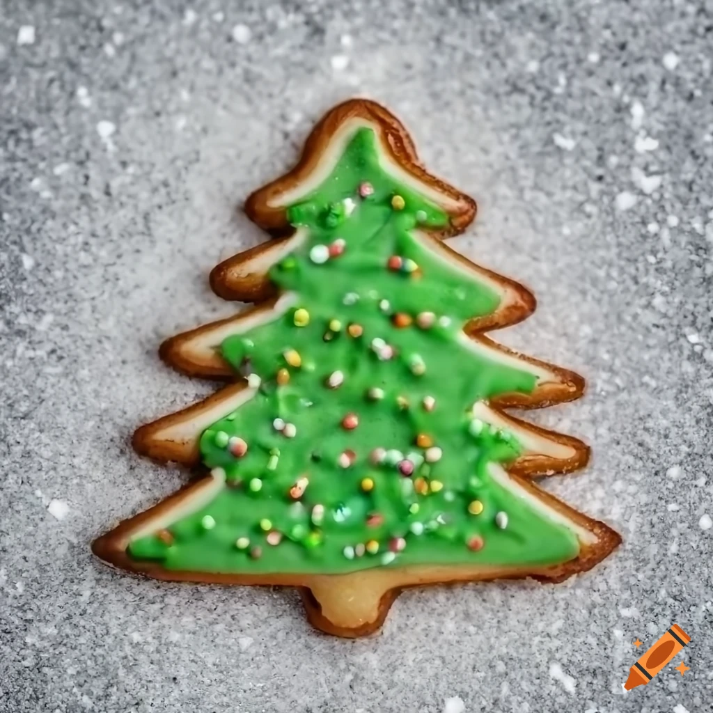 christmas-tree-shaped-cookie-on-snow