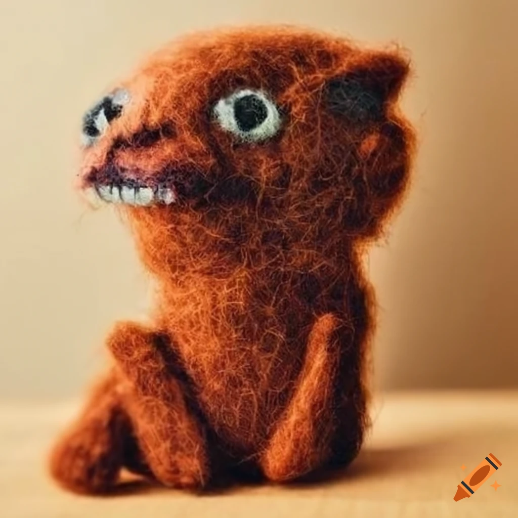 creatures made of felted wool in the wilderness