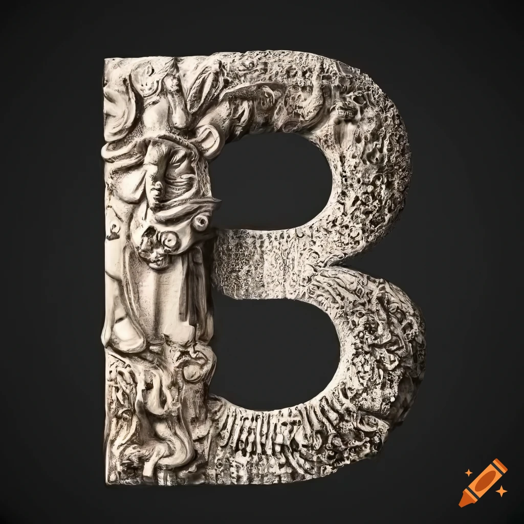 ultra realistic stone letter A with Greek Medusa masks