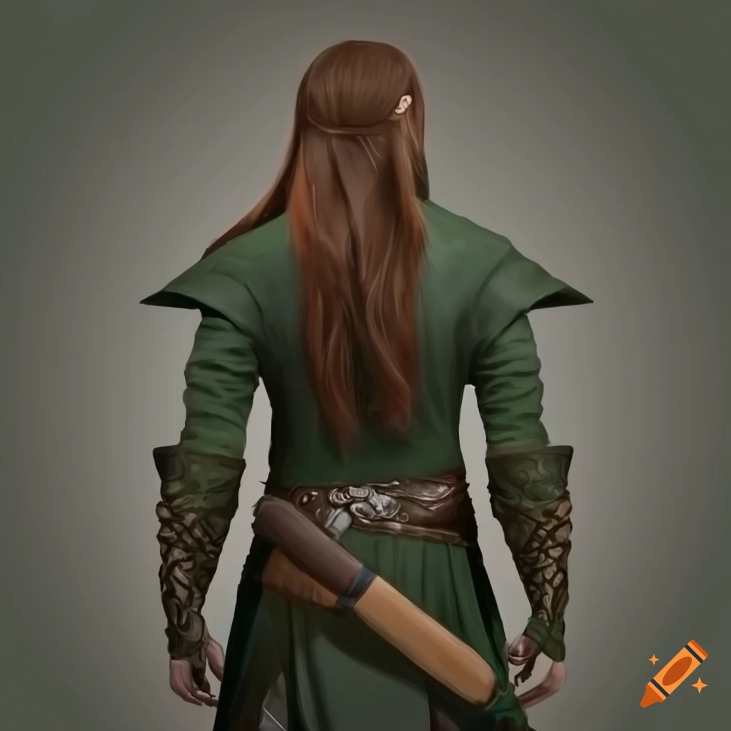 illustration of a male elf in hunter outfit