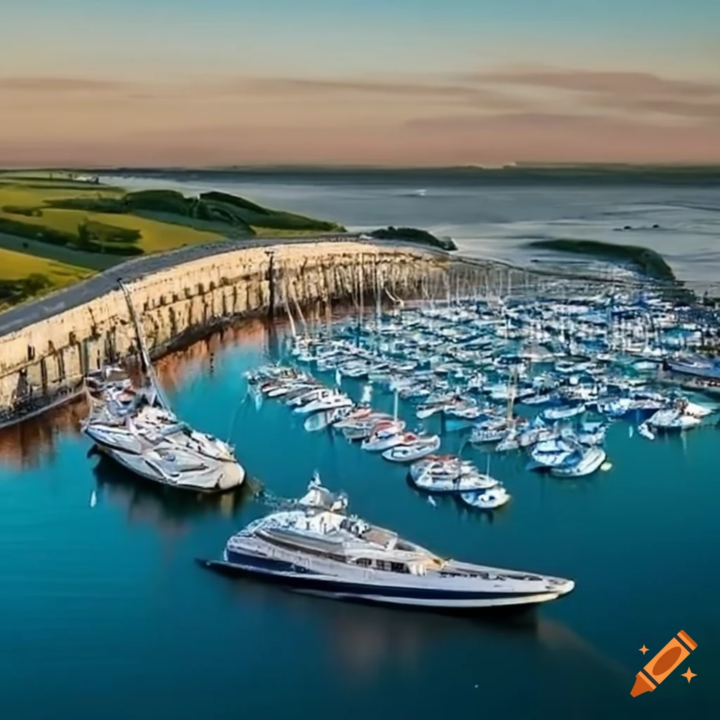 Aerial view of a new marina in bullock harbor, ireland on Craiyon