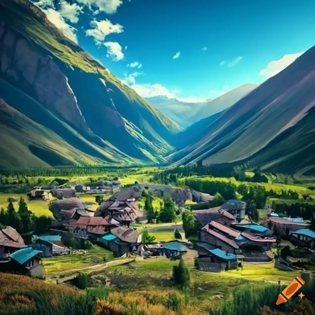 Scenic village nestled in a valley