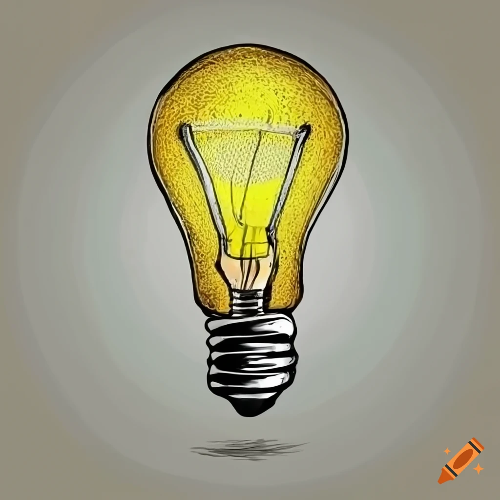 yellow glowing light bulb on white background