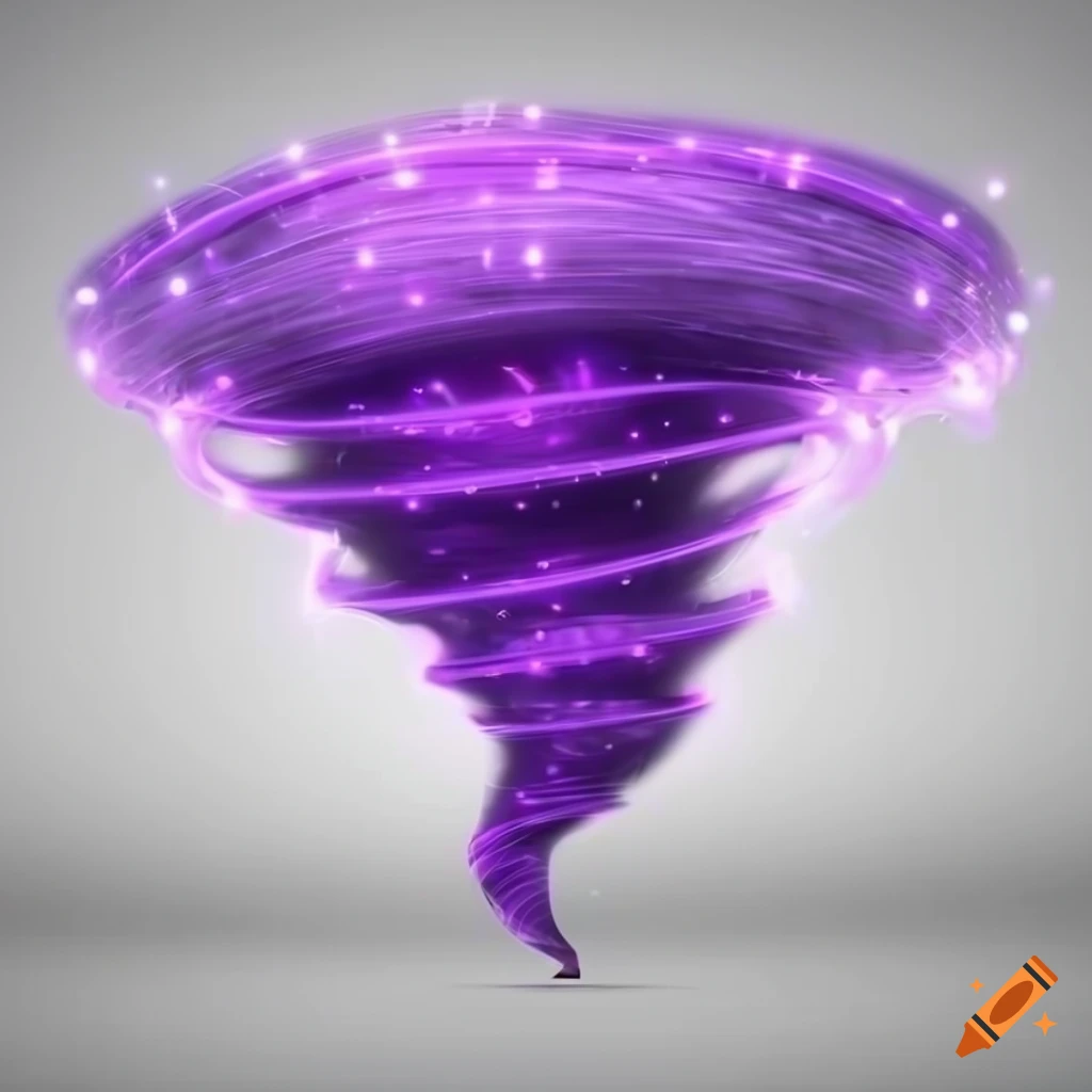 3D rendering of a purple-lit tornado on a white background