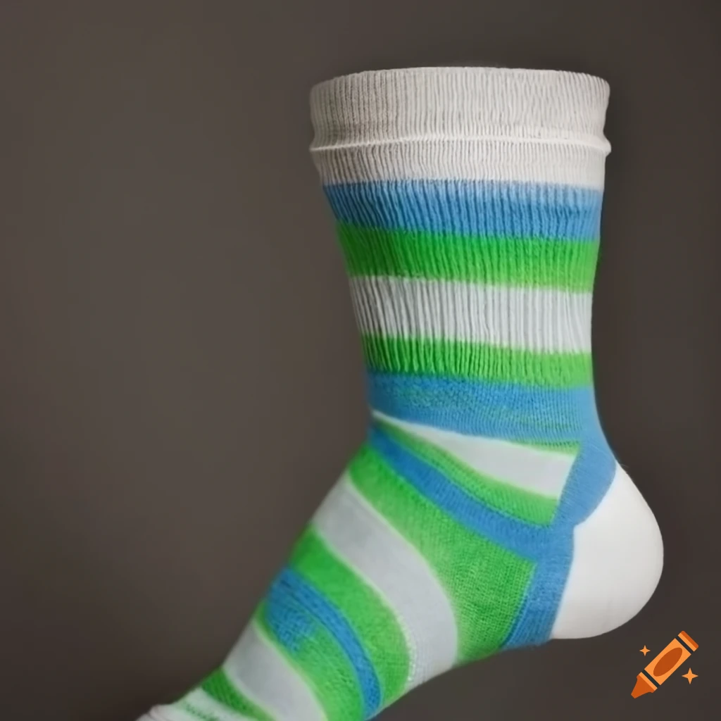 blue and green striped sock