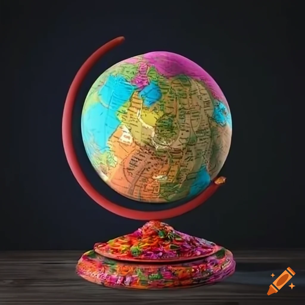 colorful flowers dancing around a globe