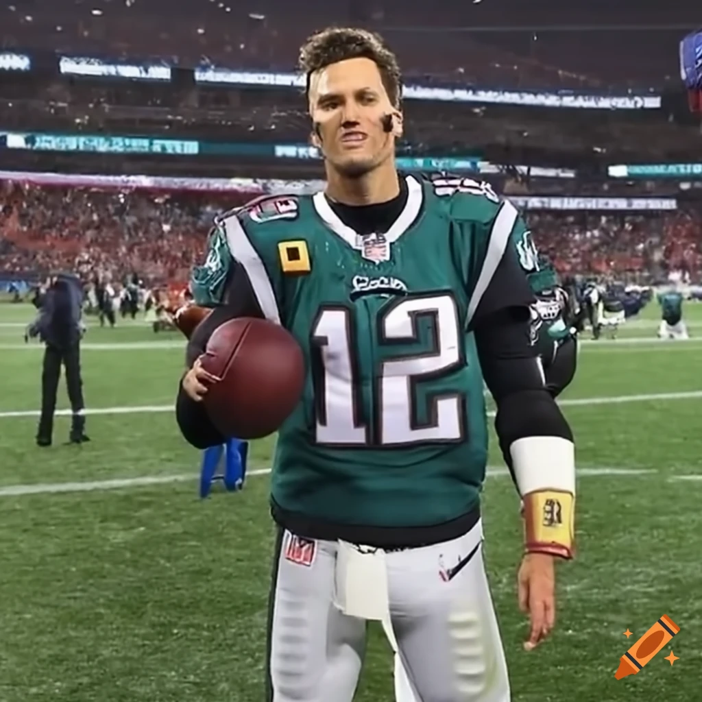 Tom brady wearing philadelphia eagles jersey on Craiyon