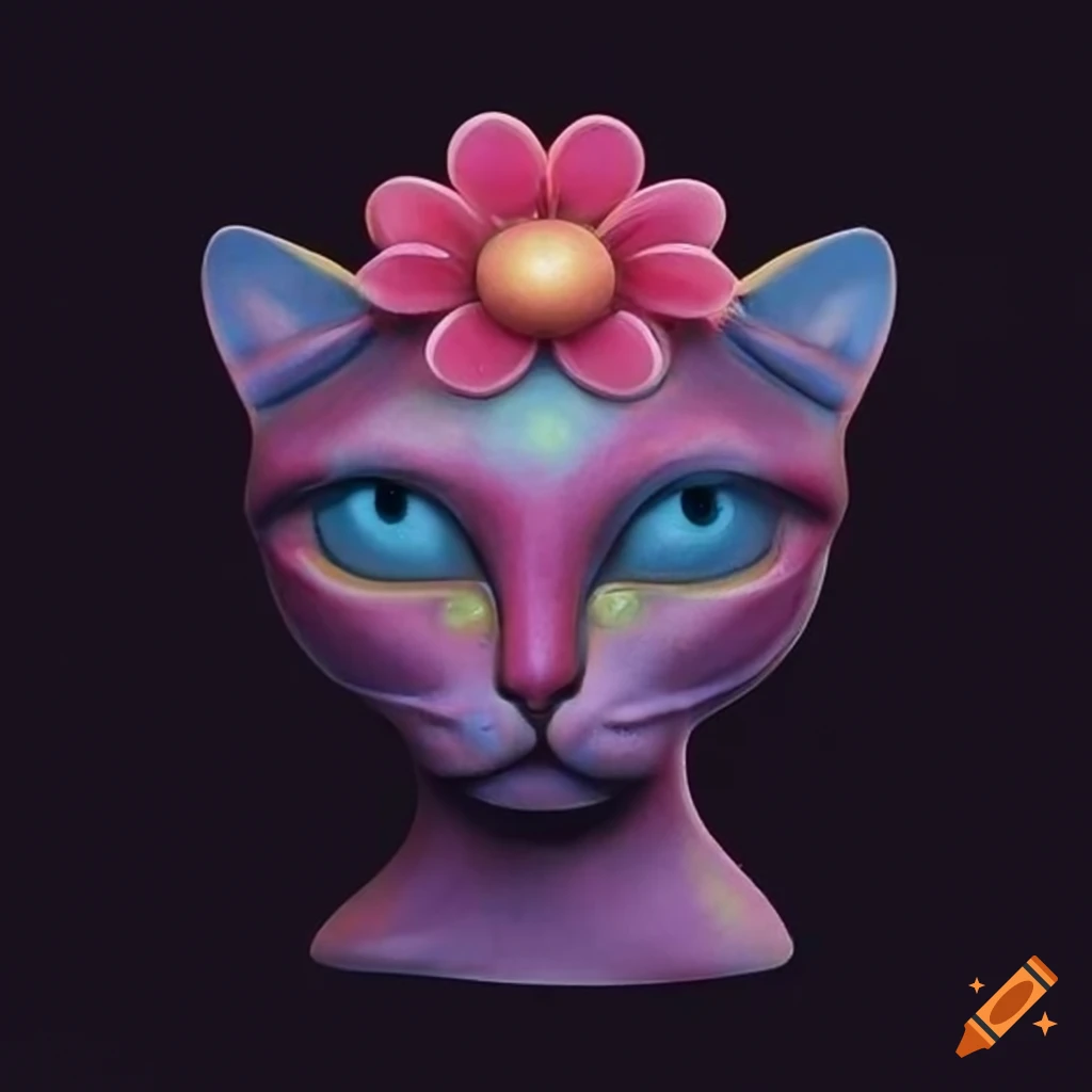 Cat with flowershaped head in unique colors