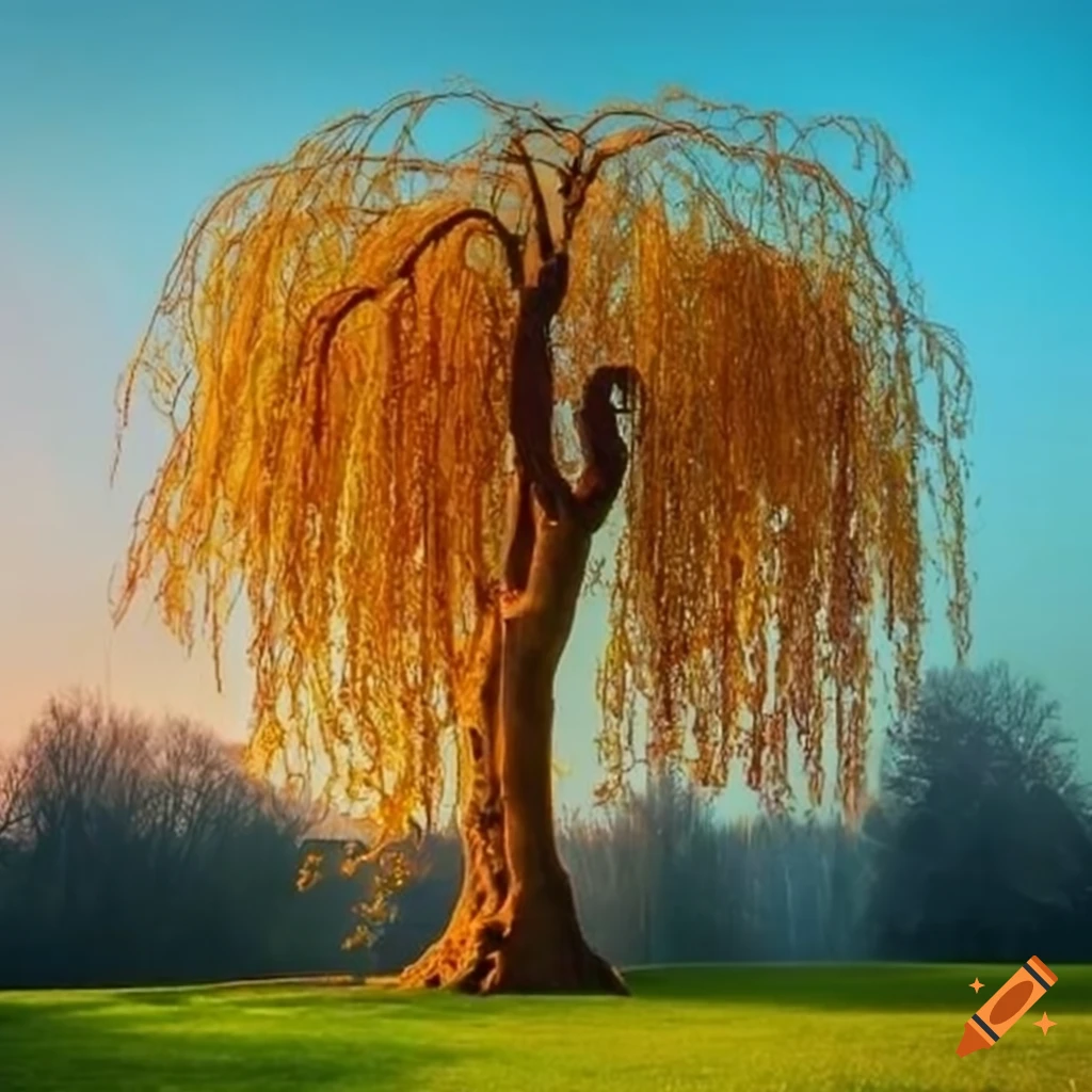 crystal weeping willow in a beautiful garden