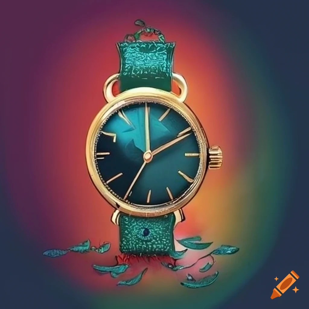 illustration of a watch with foliage