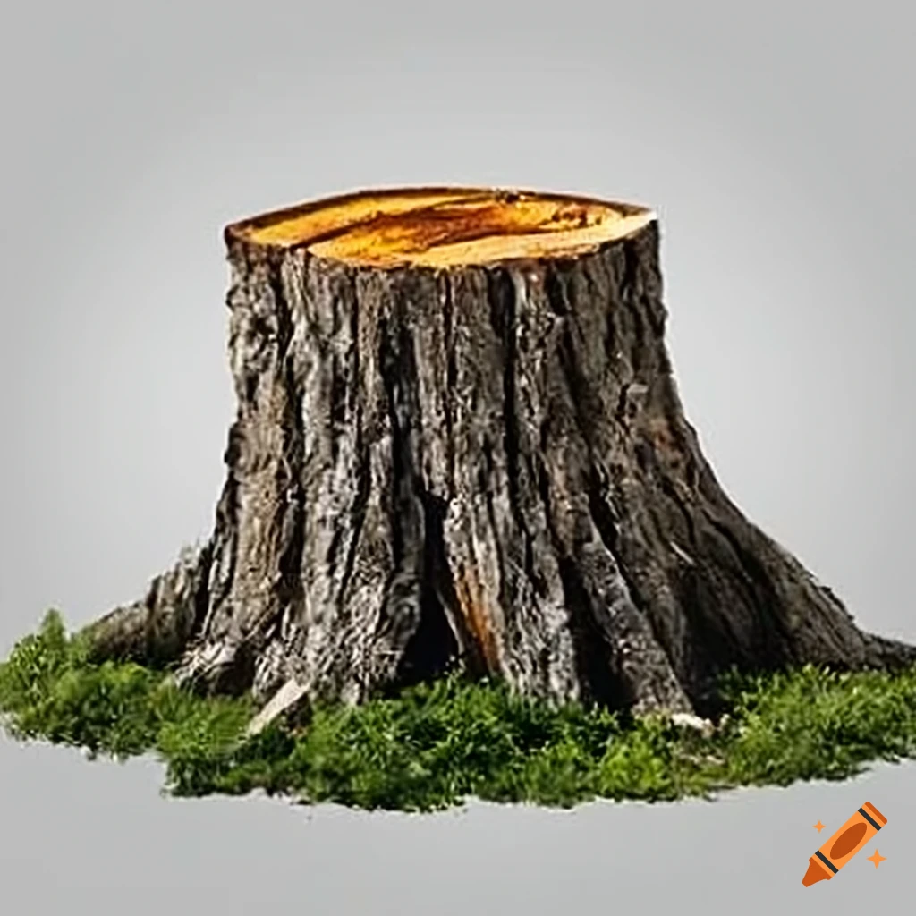 transparent tree stump image from an elevated angle