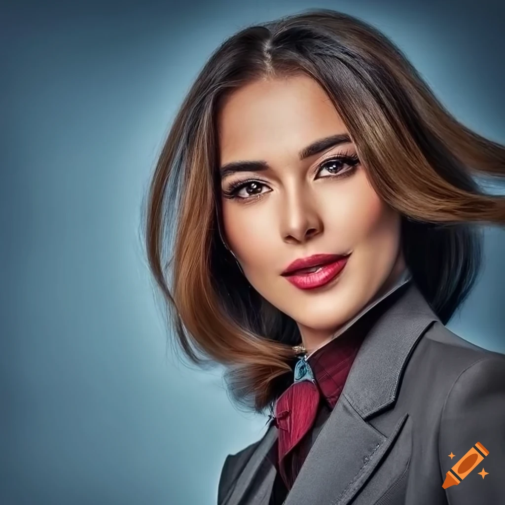 photorealistic depiction of a powerful businesswoman