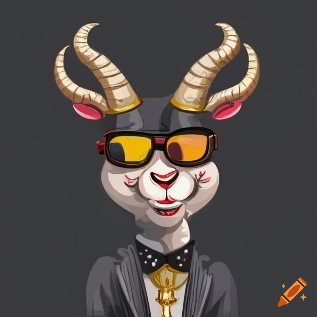 cartoon goat with sunglasses and gold necklace