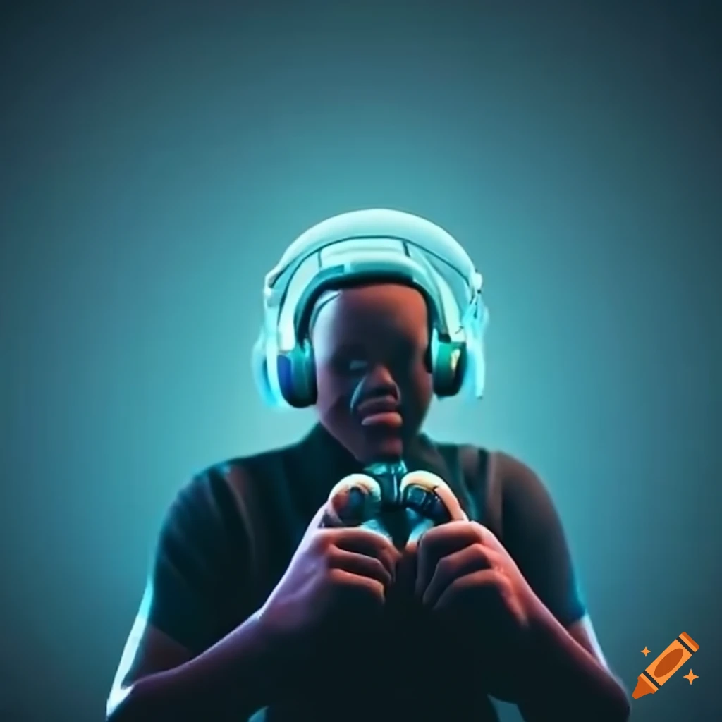 person wearing headphones during gaming session
