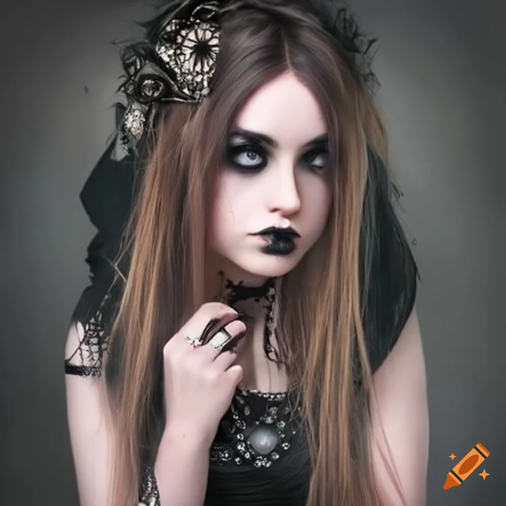 Fashionable goth girl with half blonde and half hair
