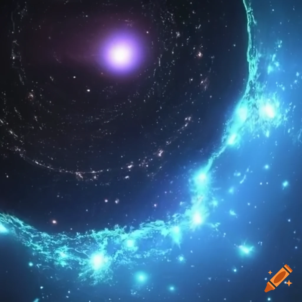 image of chaotic cosmic space with a floating human figure