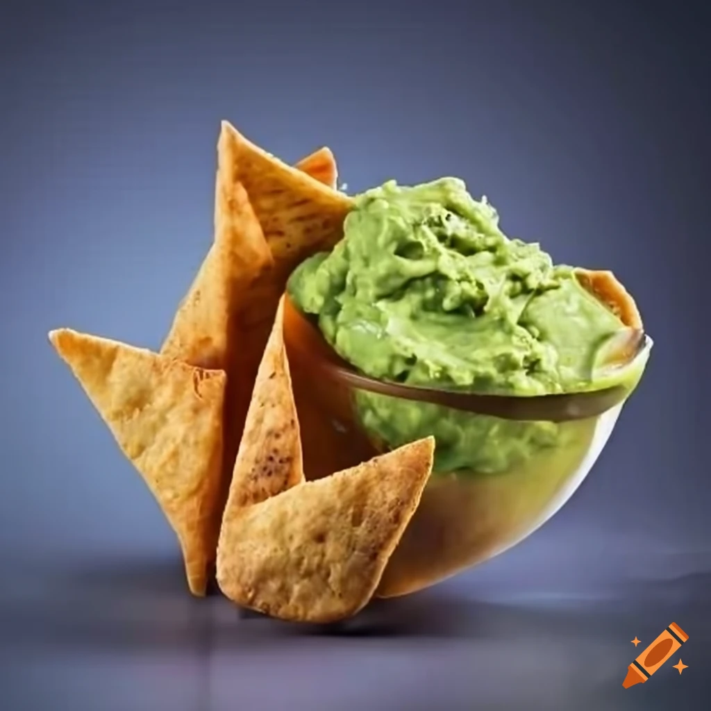 Tortilla pita chips with guacamole
