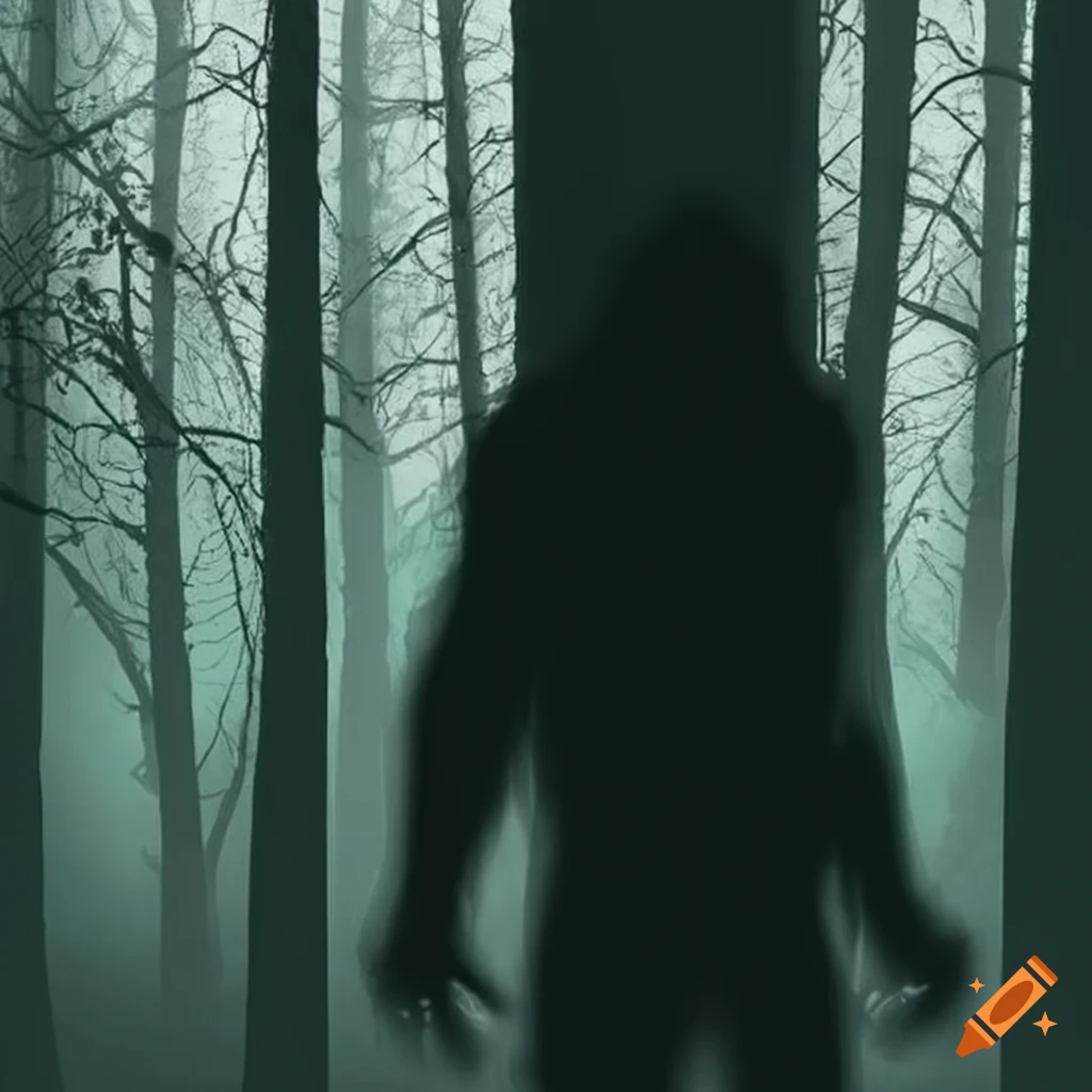 shadow of Bigfoot in the forest
