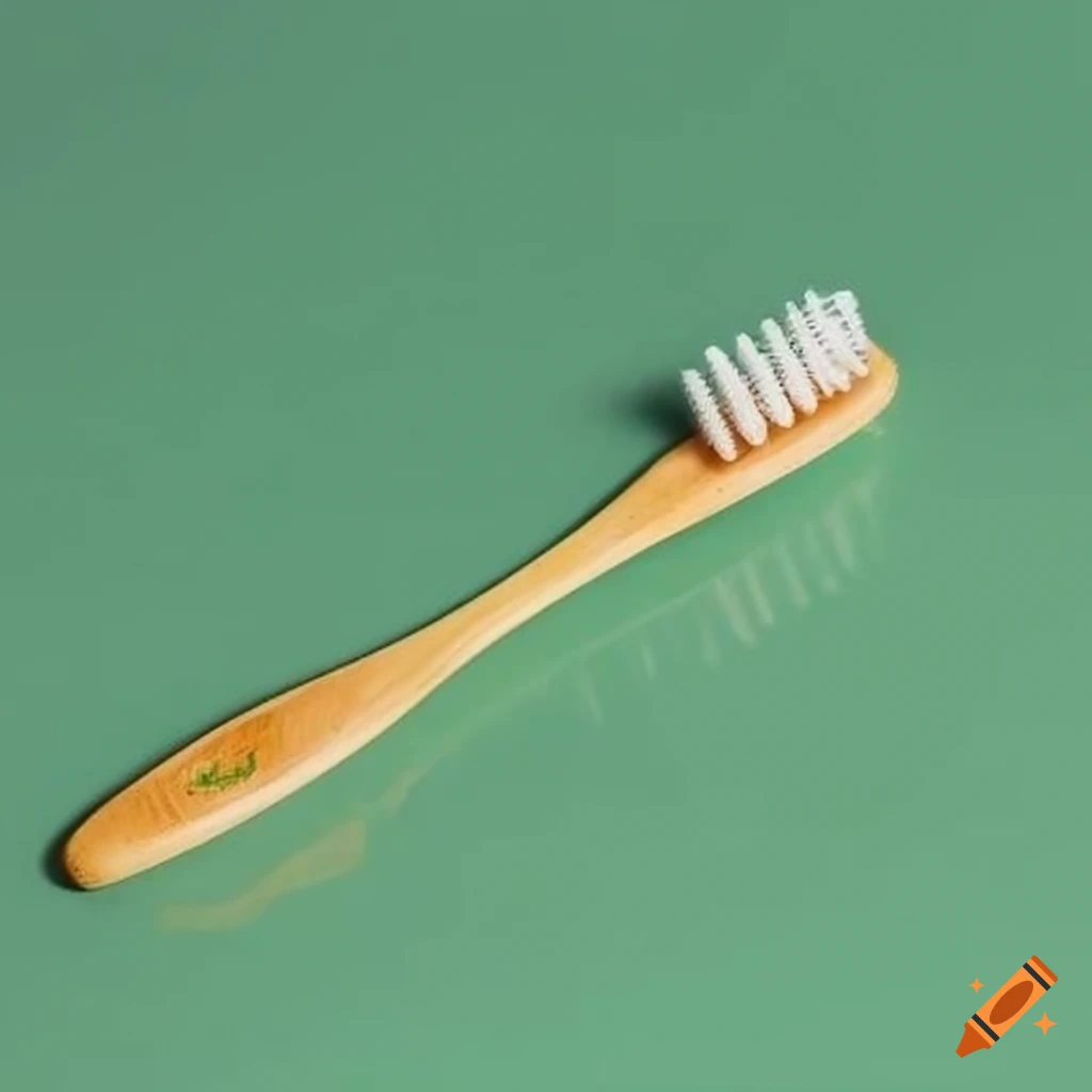 bamboo toothbrush with green powder