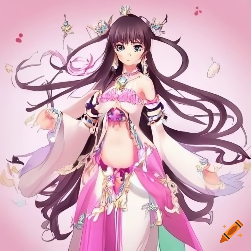 illustration of a noble magical girl queen with long hair